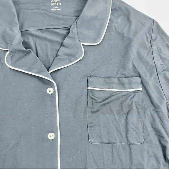 NWT COZY EARTH Navy Long Sleeve Bamboo Pajama Top Button Down Sleep Shirt‎ XXXL - Picture 7 of 14